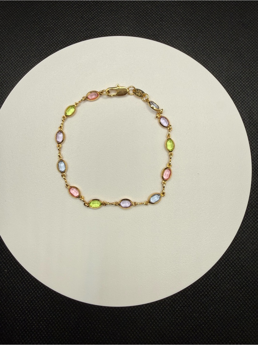 Gold Bracelet with Pastel Oval Stones - Multicolor